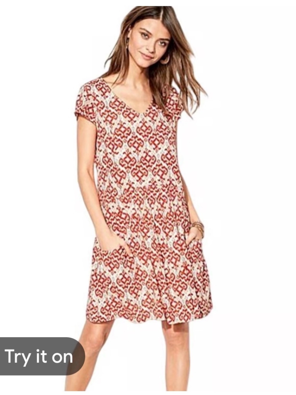 Garnet Hill Sleeveless 100% Linen Ikat Print Dress Size 8 - Picture 1 of 8
